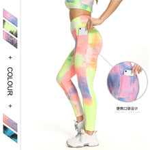 Load image into Gallery viewer, Fitstyle high waist hip lifting fitness tie dyed jacquard Side Pocket Yoga Pants
