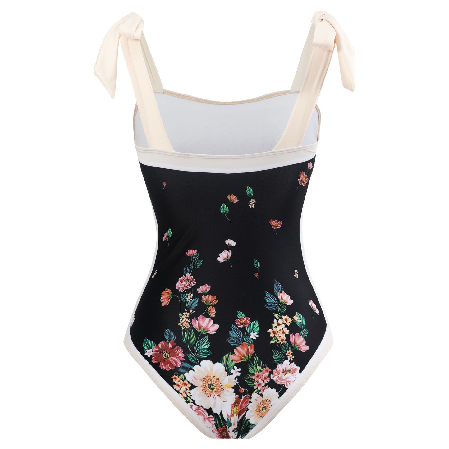 Floral black swimwear suit
