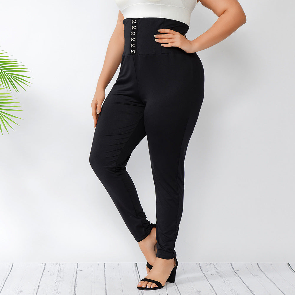 Large Size Women Wear for Hooks Outer Wear Bottoming Tights  High Waist Slimming Ol Commuter plus Size Pants