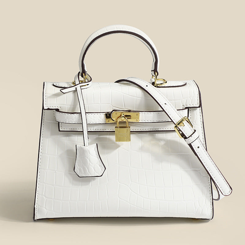 Traci K Collection Crocodile Pattern Kelly Bag European and American retro handbag stone pattern women's bag