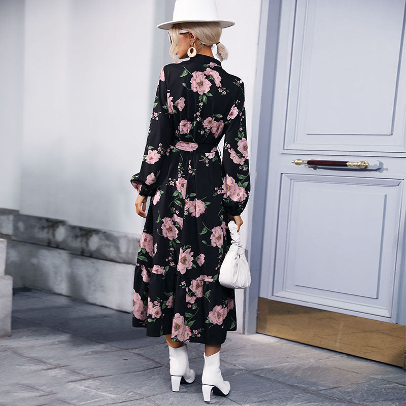Long sleeved chiffon dress