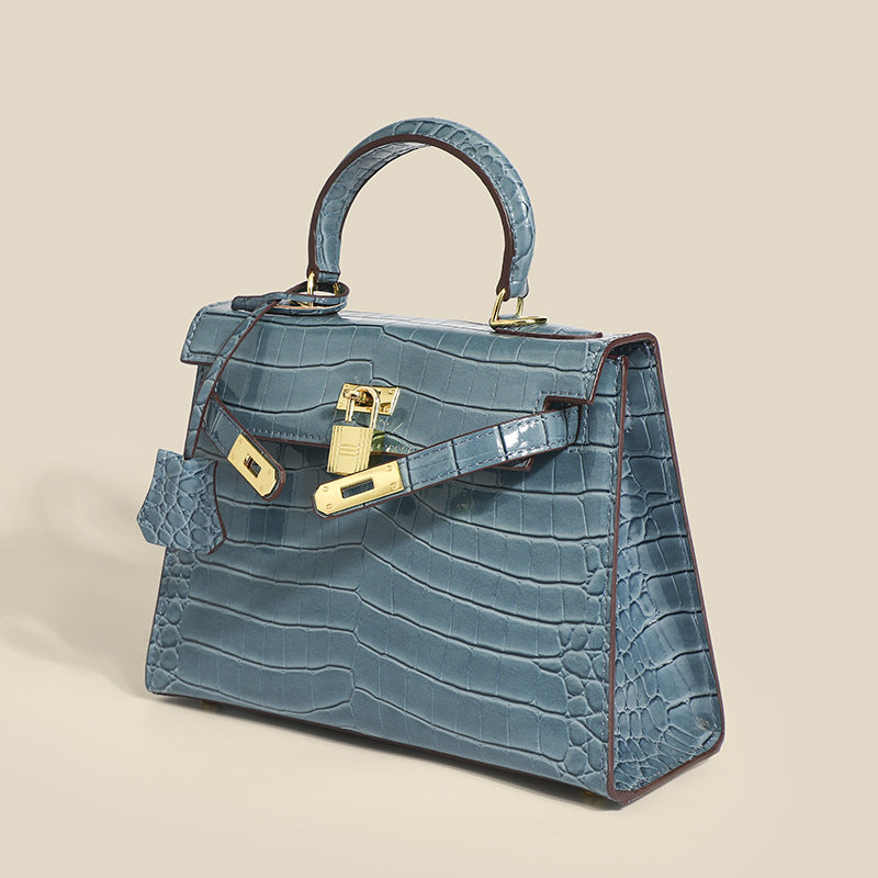 Traci K Collection Crocodile Pattern Kelly Bag European and American retro handbag stone pattern women's bag