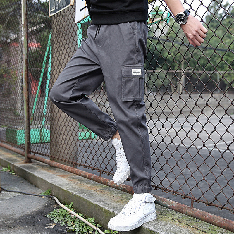 Pants: Men's fashion thin pure color leggings, fashion brand overalls, men's casual sports pants