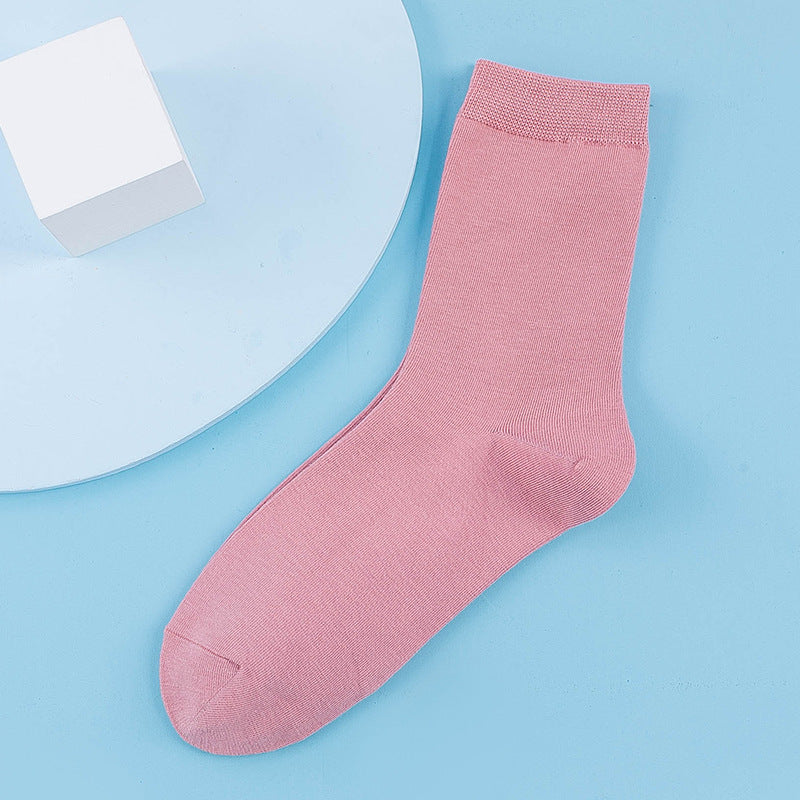 Fitstyle New Mid-Calf Socks Women Casual Anti-Pilling Pure Cotton Socks  High Elastic Waist