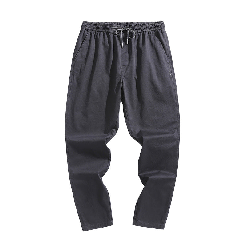 Work wear pants: Men's new Korean style trend, pure color, loose and thin, drawstring, elastic waist, casual pants