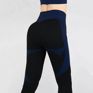 Sports tights  hip lifting stripe high elastic seamless Yoga Pants women's sports Pao yoga clothes pants