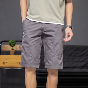 Shorts: Men's trend: versatile, washed, solid color, splicing, work wear, casual pants, loose, straight tube, movable pants