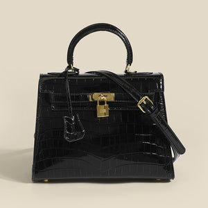 Traci K Collection Crocodile Pattern Kelly Bag European and American retro handbag stone pattern women's bag