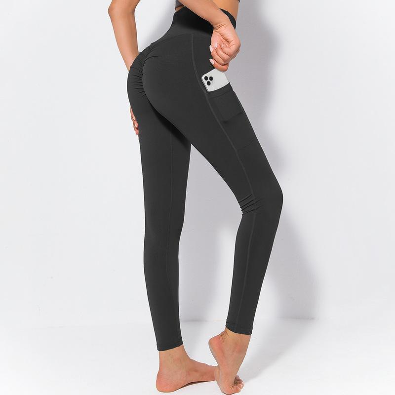 Fitstyle  New Yoga  Pants Women  Side Pocket Shaping and Hip Lifting Skinny Stretchy Slimming Outerwear Leggings