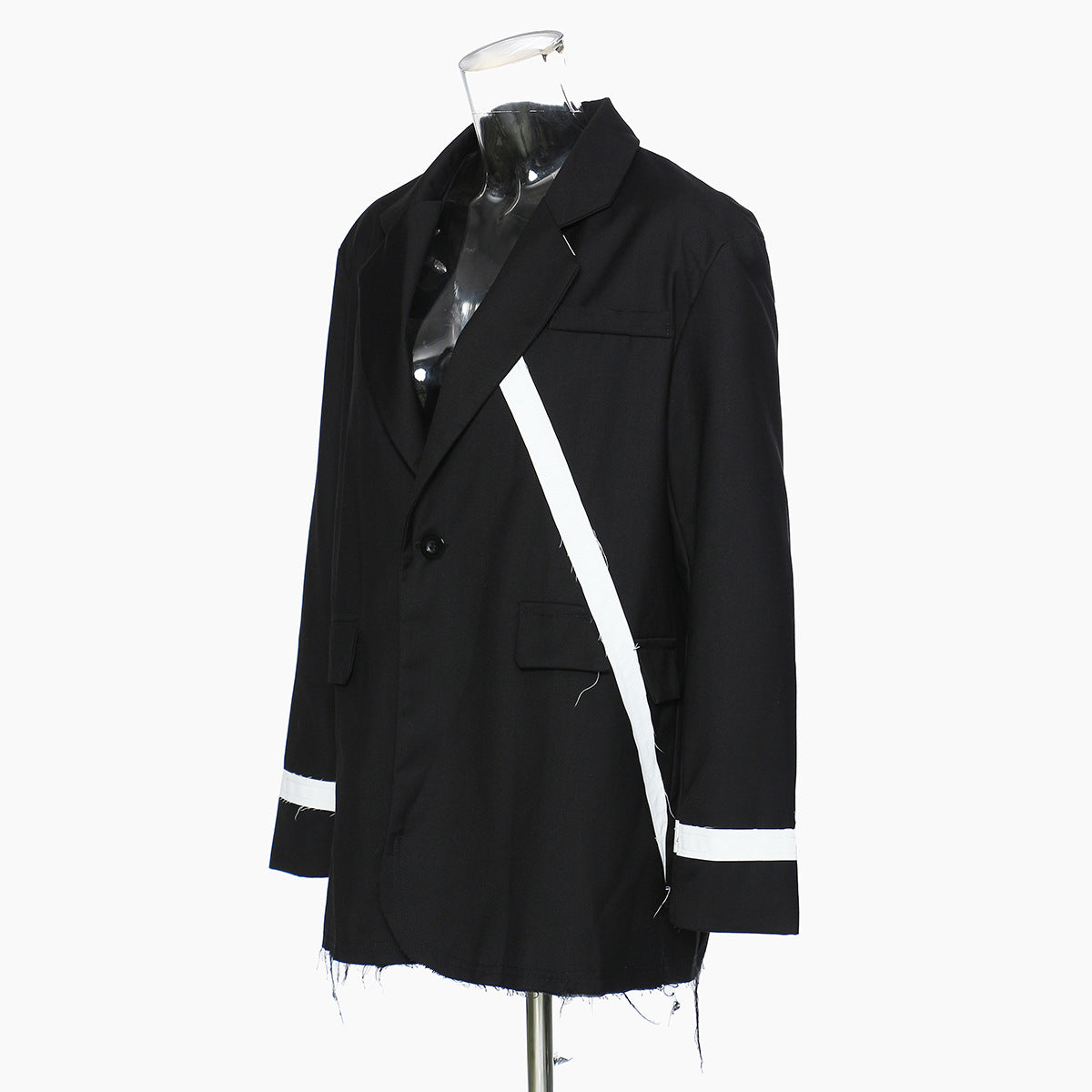 Autumn Hit White Stitching Irregular Niche Rough Edges Coat Top Women Blazers