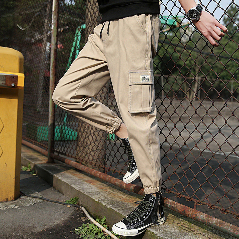 Pants: Men's fashion thin pure color leggings, fashion brand overalls, men's casual sports pants