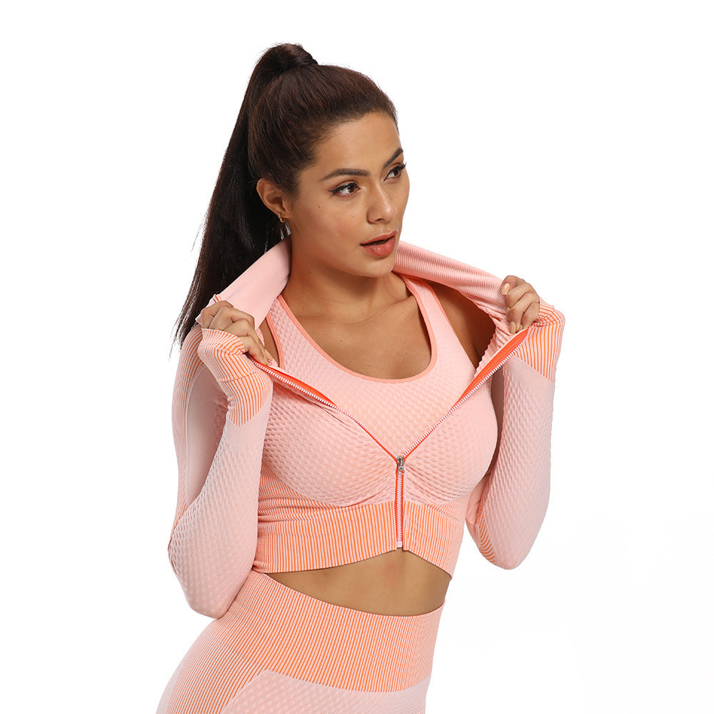 New    selling high quality vertical bar sexy seamless suction Fitness Yoga Jacket Women
