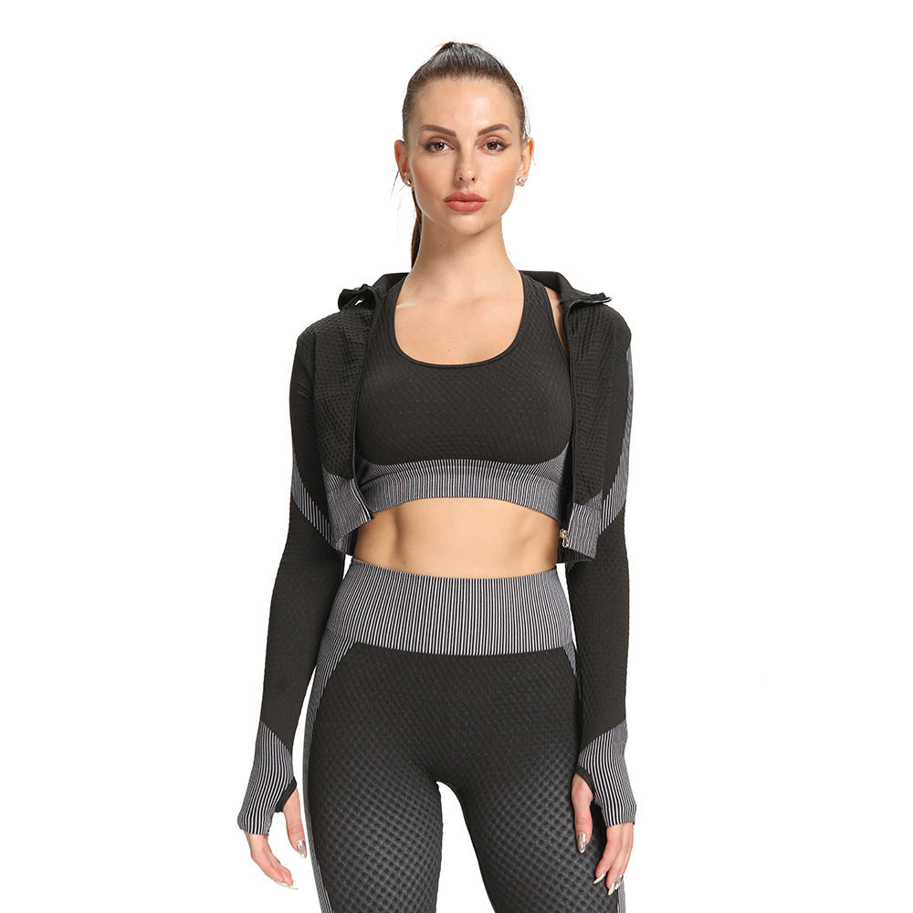 New    selling high quality vertical bar sexy seamless suction Fitness Yoga Jacket Women