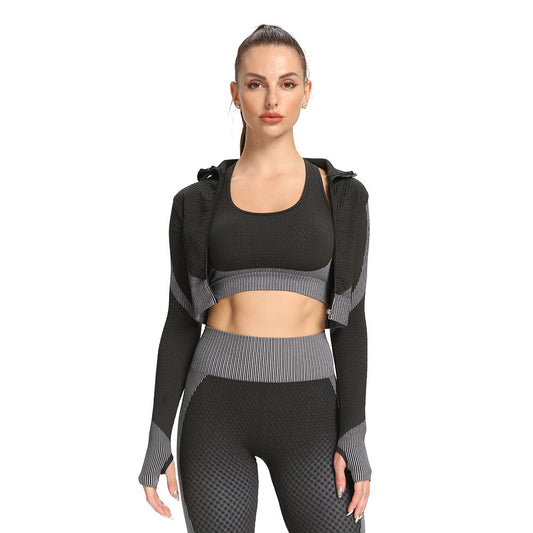 New    selling high quality vertical bar sexy seamless suction Fitness Yoga Jacket Women