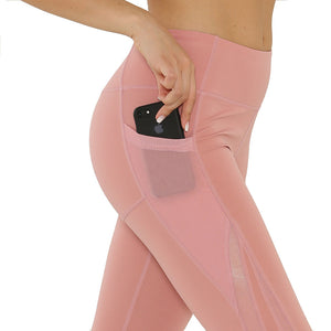 Fitstyle leisure sports fitness side pocket mesh Yoga Pants nine point Leggings women
