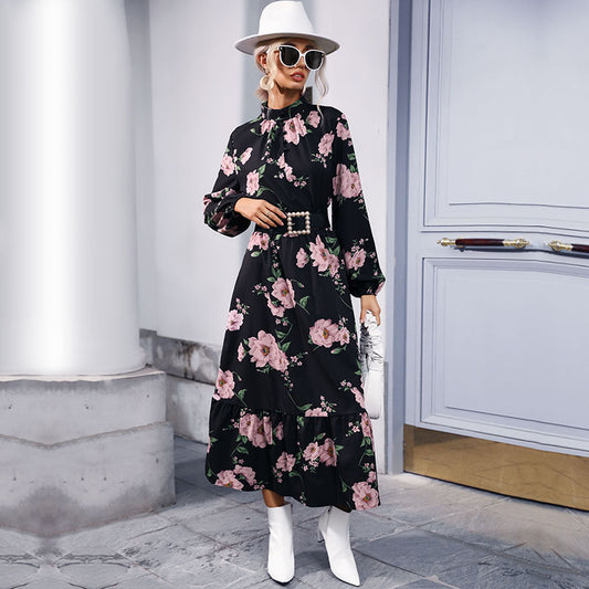 Long sleeved chiffon dress