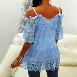 Solid lace panel sexy off shoulder dress