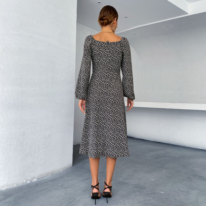 Square Neck Long sleeved dress