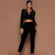 Load image into Gallery viewer, Lady Velvet zipper tracksuit 2piece set
