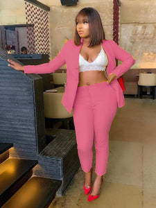 Office Lady Solid Colors Blazer Women Single Button Plus Size Casual Commute Pant Suits 2021 Business Suit Long Sleeve Blazers|Pant Suits|