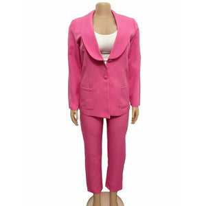 Office Lady Solid Colors Blazer Women Single Button Plus Size Casual Commute Pant Suits 2021 Business Suit Long Sleeve Blazers|Pant Suits|