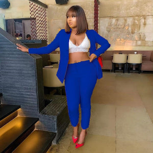 Office Lady Solid Colors Blazer Women Single Button Plus Size Casual Commute Pant Suits 2021 Business Suit Long Sleeve Blazers|Pant Suits|