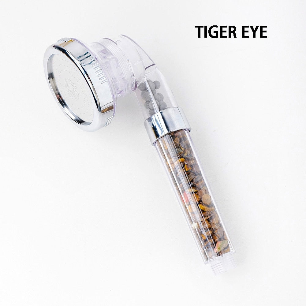Natural Crystal Seven Chakra Gravels Shower Head Amethyst Gemstone Water Saving Negative Lon Filter Bathroom Appliances