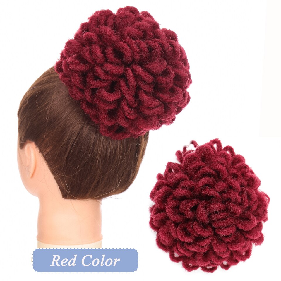 Synthetic Hair Bun Afro Chignon Drawstring Ponytail Clip In Pony Tail Black Puff Curly Women Hair Extension Hairpieces