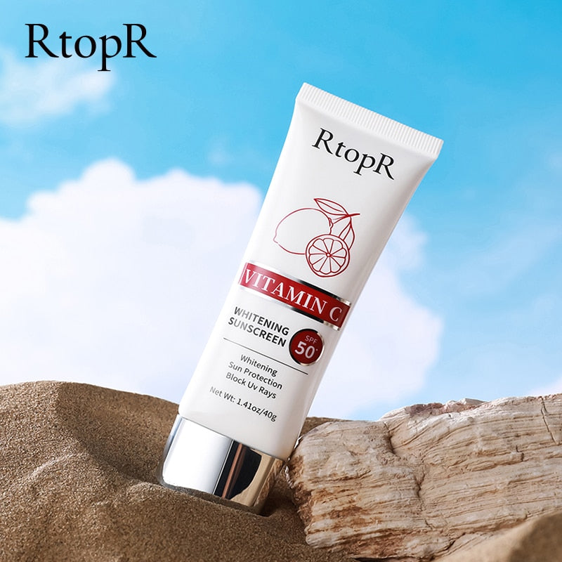 RtopR by Traci K beauty  VITAMIN C Whitening SPF50+ Lasting Sunscreen Fast Film Formation Sun Protection Hydrating Block Uv Rays Skin Care