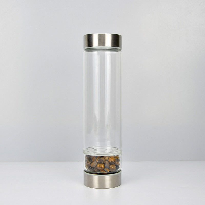💎Traci K Beauty Gem Water Bottle- Spiritual Healing Water Bottle Crystal Quartz Energy Stone Gravel Spa Health Sport Healing Cup Portable Large Capacity Drink