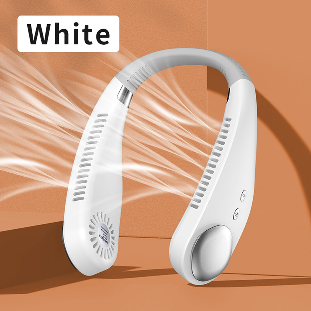 New Portable Hanging Neck Fan Bladeless Fan 3 Speed Adjustable Wearable Neckband Mute Fans USB Rechargeable Neck-mounted Cooler