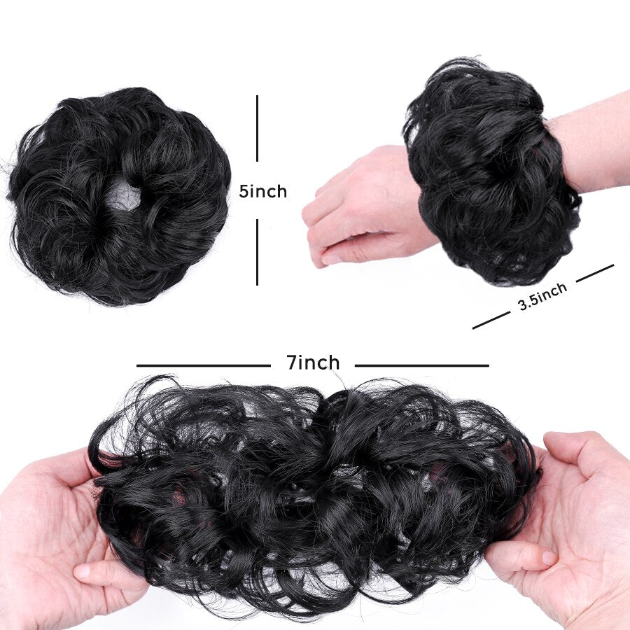 Traci K Beauty Curly Hair Bun Synthetic Hair Bun Chignon Elastic Bands Ponytail Curly Hair Extension Short Hair Messy Donut  Ponytail for Woman