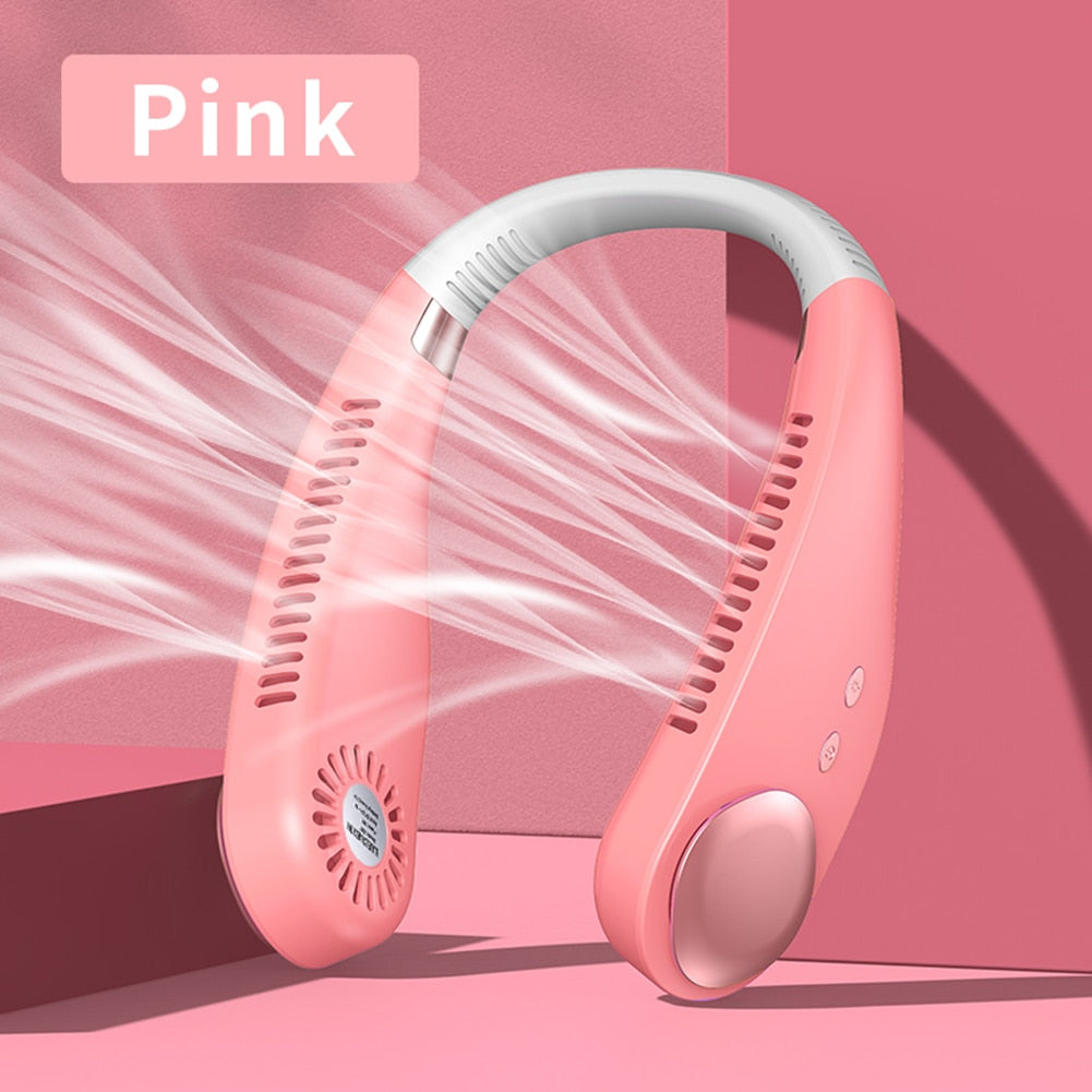 New Portable Hanging Neck Fan Bladeless Fan 3 Speed Adjustable Wearable Neckband Mute Fans USB Rechargeable Neck-mounted Cooler