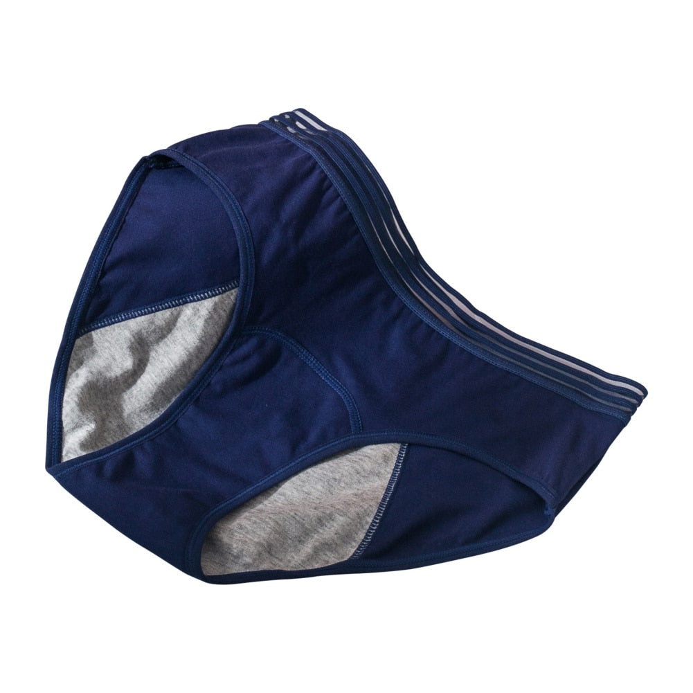 Women Leak Proof Panties Leak Proof Period Soft Cotton Mid-waist Underwear Threaded Seamless Brief Solid Color Underpants