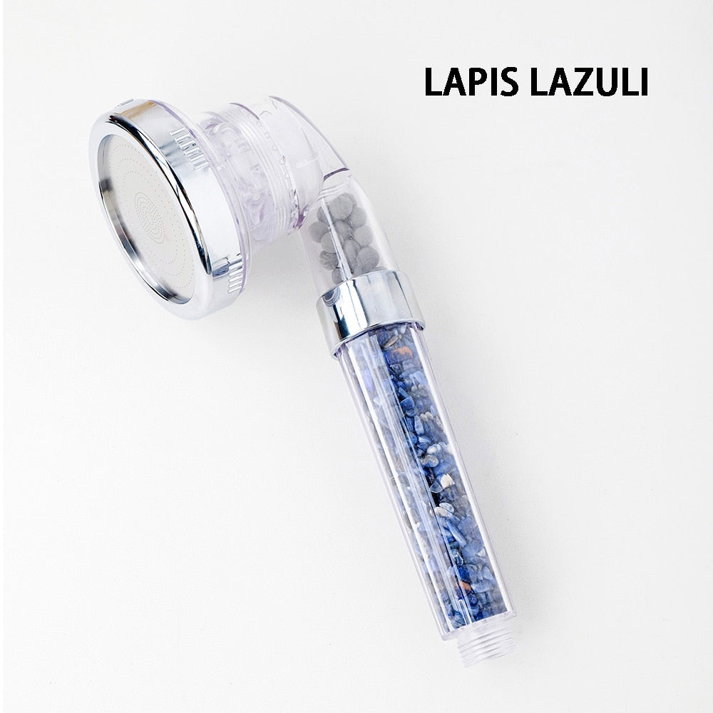 Natural Crystal Seven Chakra Gravels Shower Head Amethyst Gemstone Water Saving Negative Lon Filter Bathroom Appliances