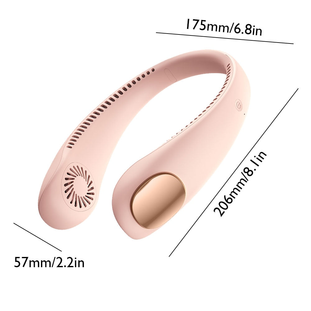 New Portable Hanging Neck Fan Bladeless Fan 3 Speed Adjustable Wearable Neckband Mute Fans USB Rechargeable Neck-mounted Cooler