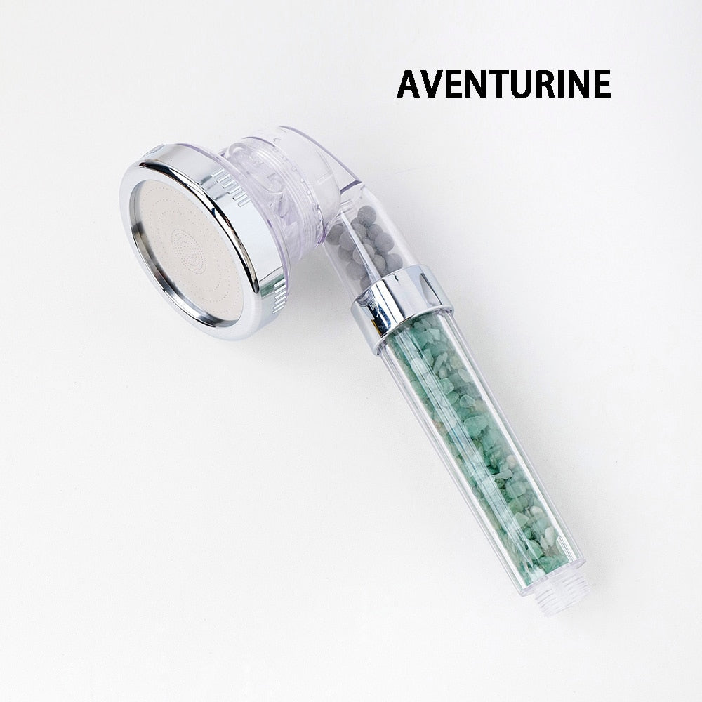 Natural Crystal Seven Chakra Gravels Shower Head Amethyst Gemstone Water Saving Negative Lon Filter Bathroom Appliances