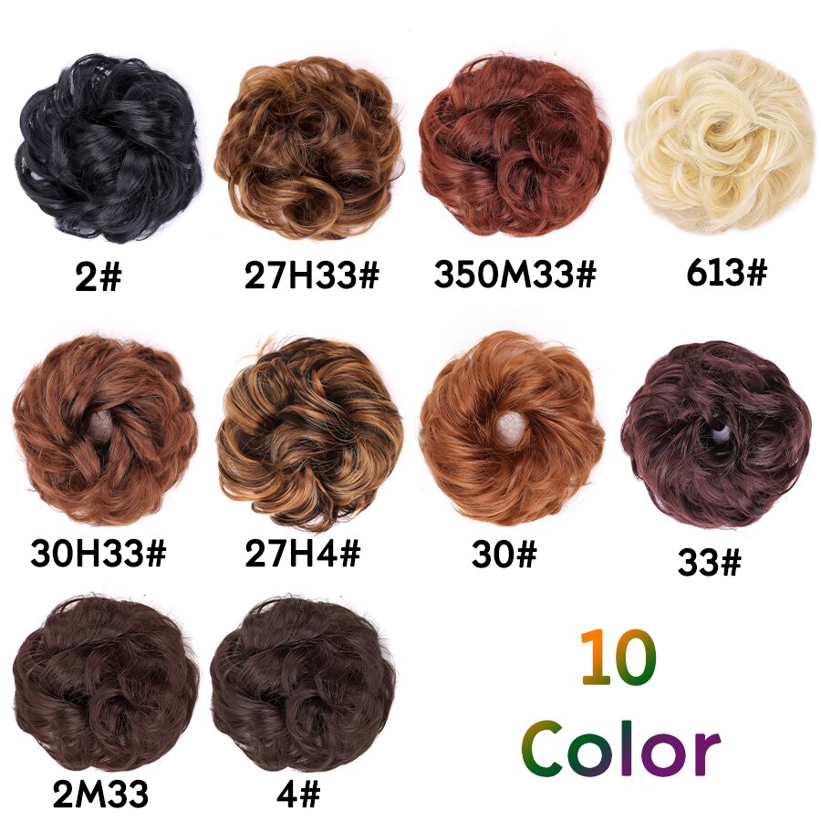 Traci K Beauty Curly Hair Bun Synthetic Hair Bun Chignon Elastic Bands Ponytail Curly Hair Extension Short Hair Messy Donut  Ponytail for Woman