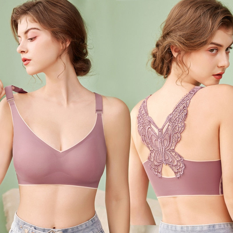 Back Butterfly Push Up Bra Women's Sexy Bras Seamless  No Steel Rings Comfortable Sports Bra Plus Size Girl Underwear M-2XL