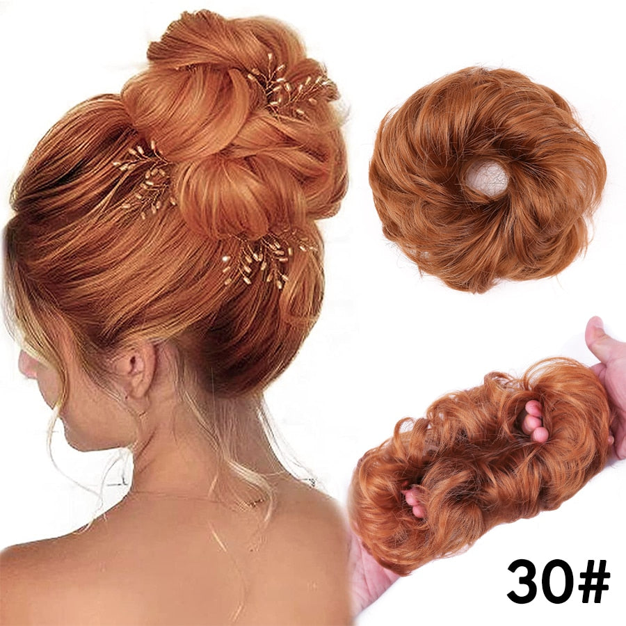 Traci K Beauty Chignon Hair Extension Curly Fake Hair Bun Short Messy Hair Bun Donuts Elastic Drawstring Ponytail Women