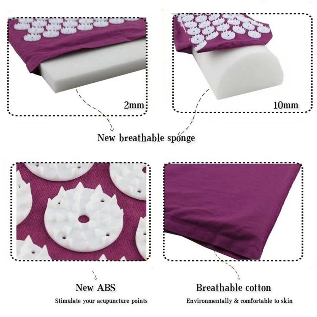 Fitstyle Yoga Massage Mat Acupressure Relieve Stress Back Cushion Massage Yoga Mat Back Pain Relief Needle Pad With Pillow