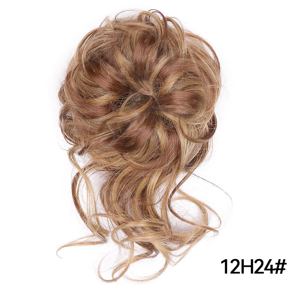 Traci K Beauty Chignon Hair Extension Curly Fake Hair Bun Short Messy Hair Bun Donuts Elastic Drawstring Ponytail Women