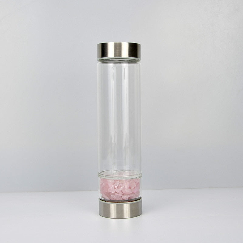 💎Traci K Beauty Gem Water Bottle- Spiritual Healing Water Bottle Crystal Quartz Energy Stone Gravel Spa Health Sport Healing Cup Portable Large Capacity Drink