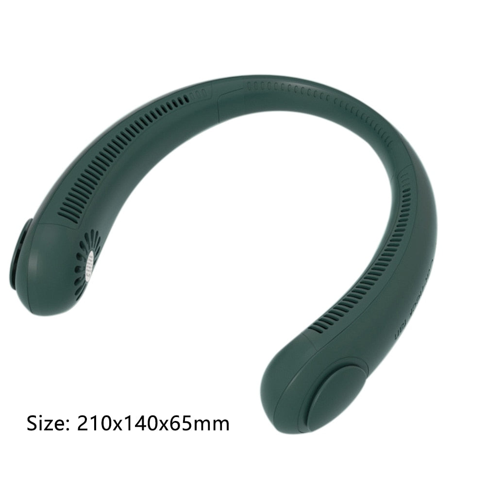 New Portable Hanging Neck Fan Bladeless Fan 3 Speed Adjustable Wearable Neckband Mute Fans USB Rechargeable Neck-mounted Cooler