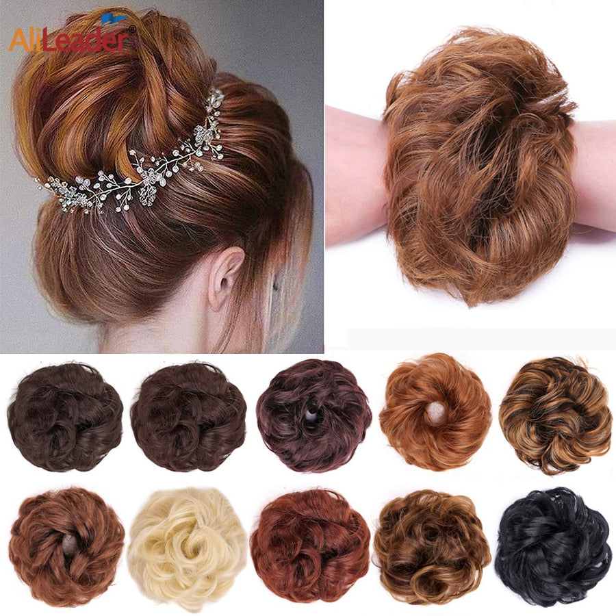 Traci K Beauty Chignon Hair Extension Curly Fake Hair Bun Short Messy Hair Bun Donuts Elastic Drawstring Ponytail Women