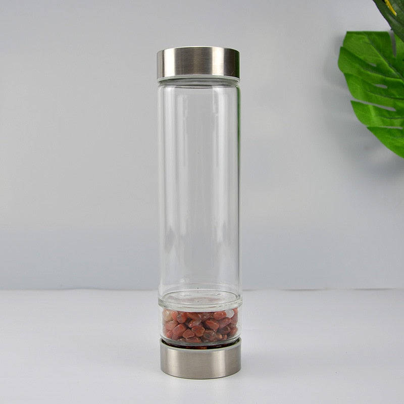 💎Traci K Beauty Gem Water Bottle- Spiritual Healing Water Bottle Crystal Quartz Energy Stone Gravel Spa Health Sport Healing Cup Portable Large Capacity Drink