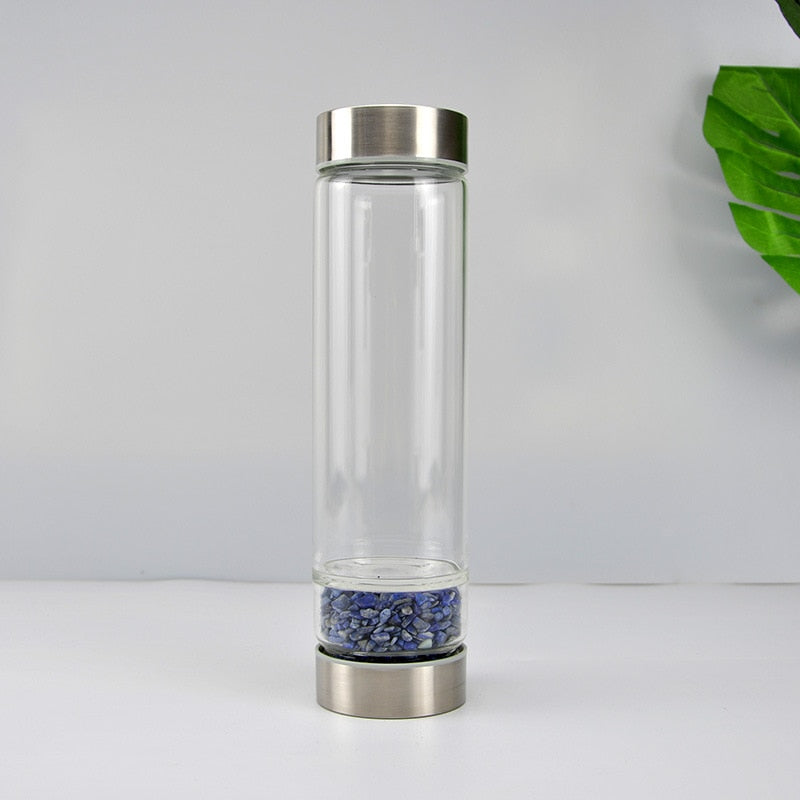 💎Traci K Beauty Gem Water Bottle- Spiritual Healing Water Bottle Crystal Quartz Energy Stone Gravel Spa Health Sport Healing Cup Portable Large Capacity Drink