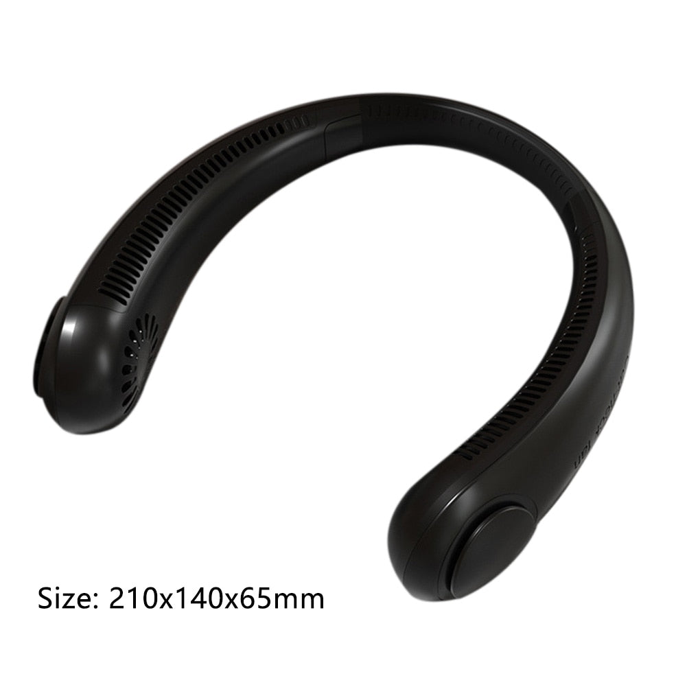 New Portable Hanging Neck Fan Bladeless Fan 3 Speed Adjustable Wearable Neckband Mute Fans USB Rechargeable Neck-mounted Cooler
