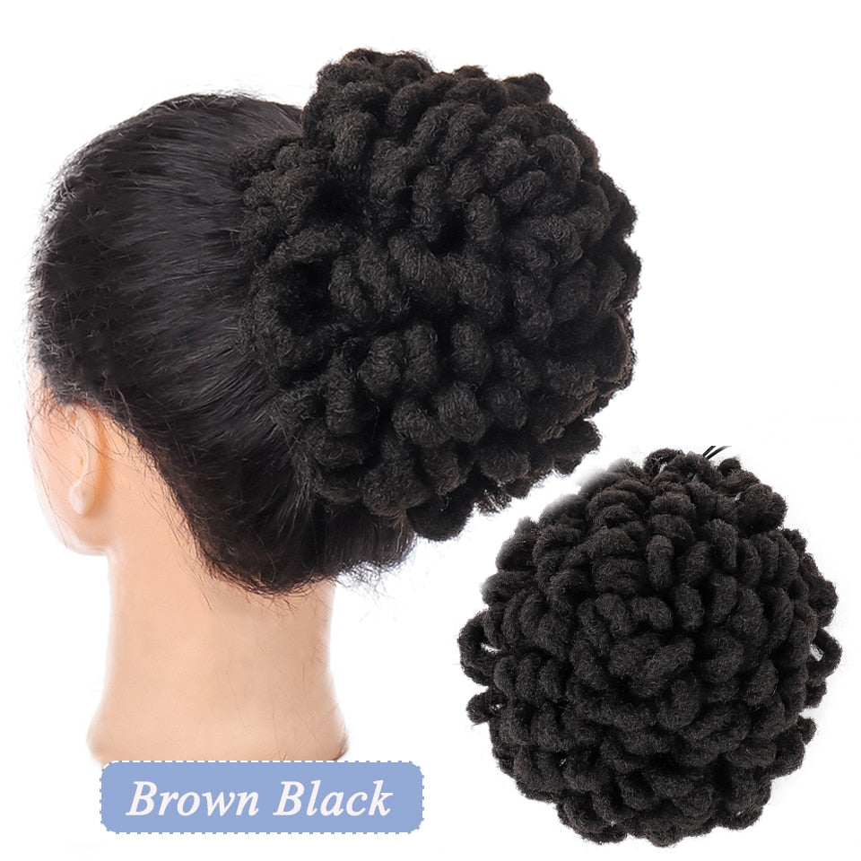 Synthetic Hair Bun Afro Chignon Drawstring Ponytail Clip In Pony Tail Black Puff Curly Women Hair Extension Hairpieces