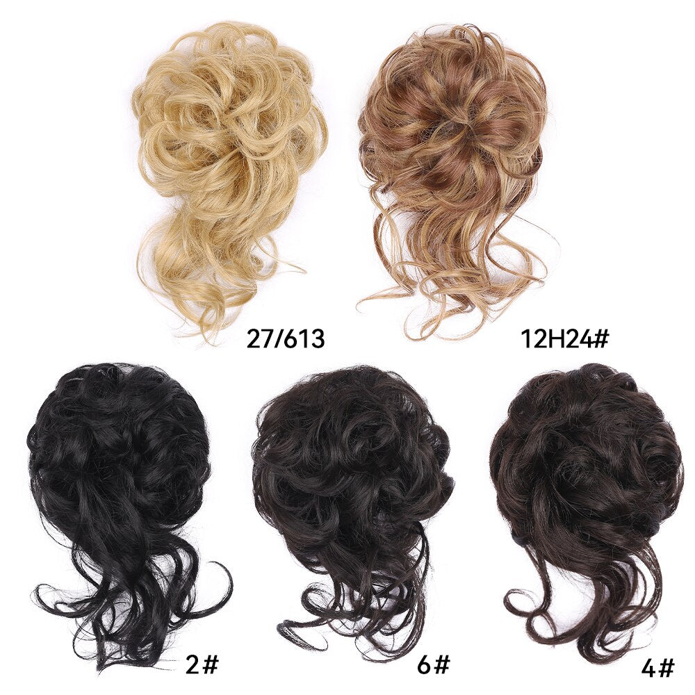Traci K Beauty Chignon Hair Extension Curly Fake Hair Bun Short Messy Hair Bun Donuts Elastic Drawstring Ponytail Women